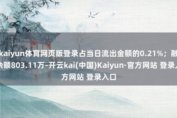 kaiyun体育网页版登录占当日流出金额的0.21%；融券余额803.11万-开云kai(中国)Kaiyun·官方网站 登录入口