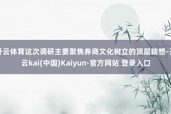 开云体育这次调研主要聚焦券商文化树立的顶层瞎想-开云kai(中国)Kaiyun·官方网站 登录入口